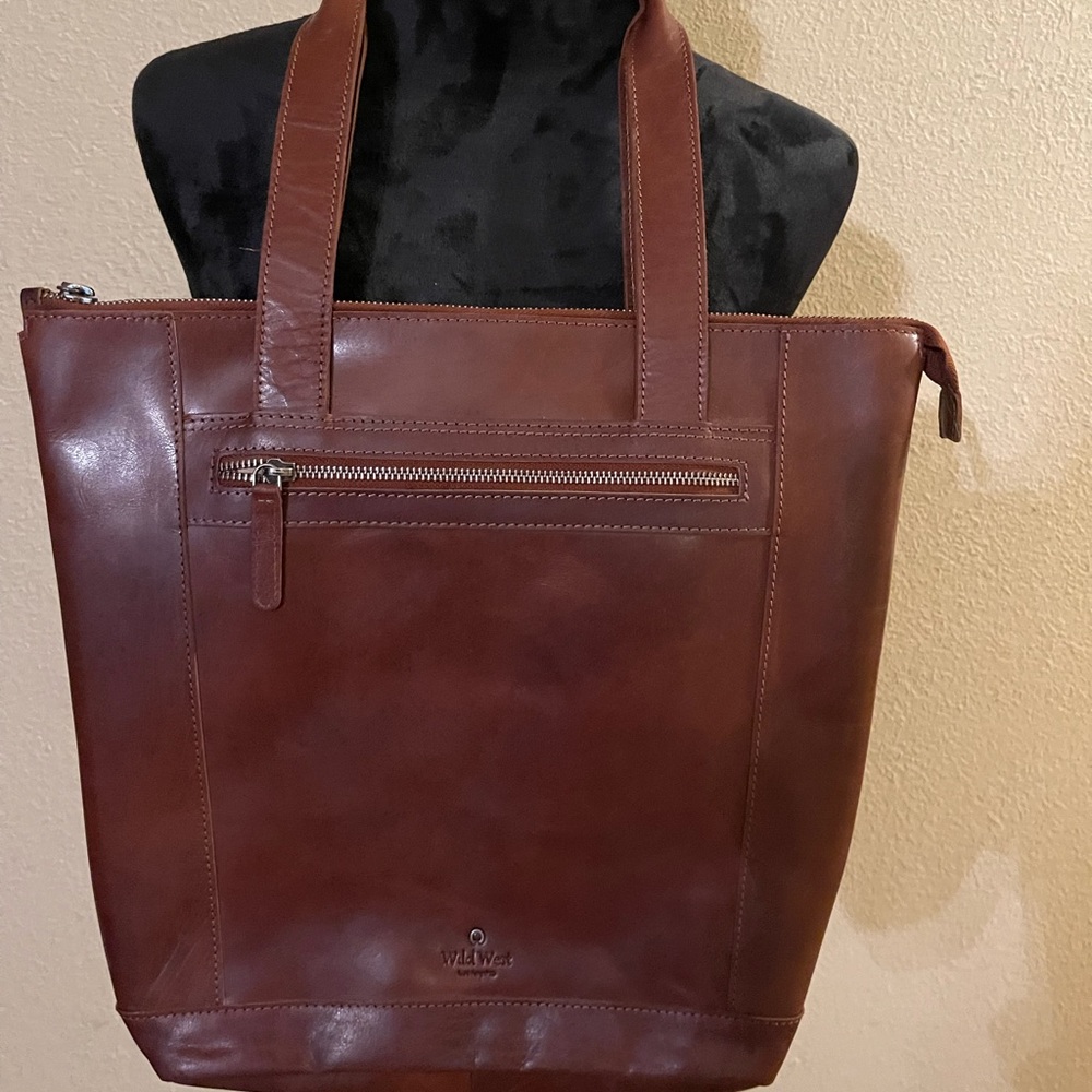Wild West Los Angeles Rich Brown Leather Tote